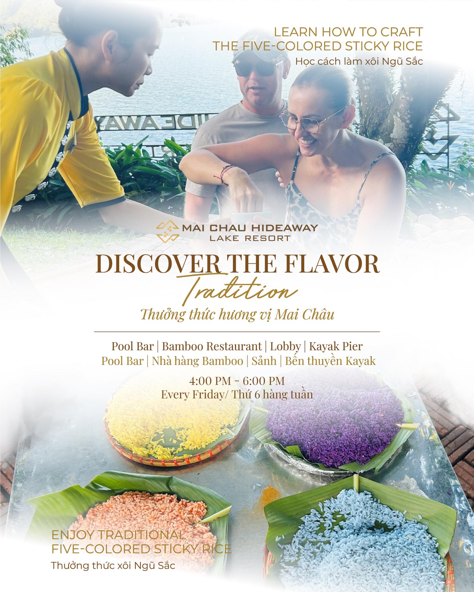CHẠM VÀO BẢN SẮC ẨM THỰC TRUYỀN THỐNG MAI CHÂU, LÀM XÔI NGŨ SẮC & THƯỞNG THỨC COCKTAIL MAI CHÂU MAITAI