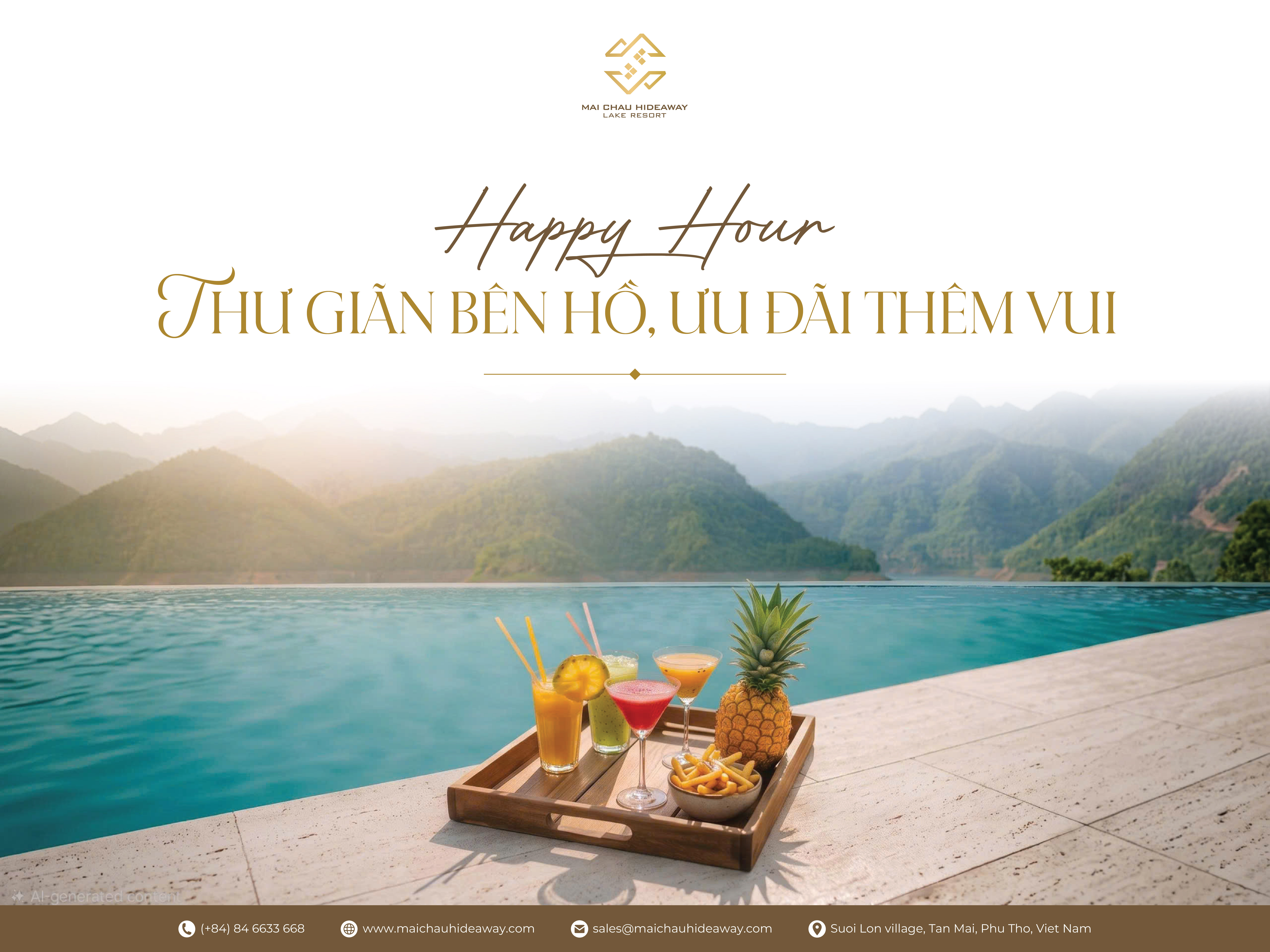 🍸 HAPPY HOUR – THƯ GIÃN BÊN HỒ, ƯU ĐÃI THÊM VUI