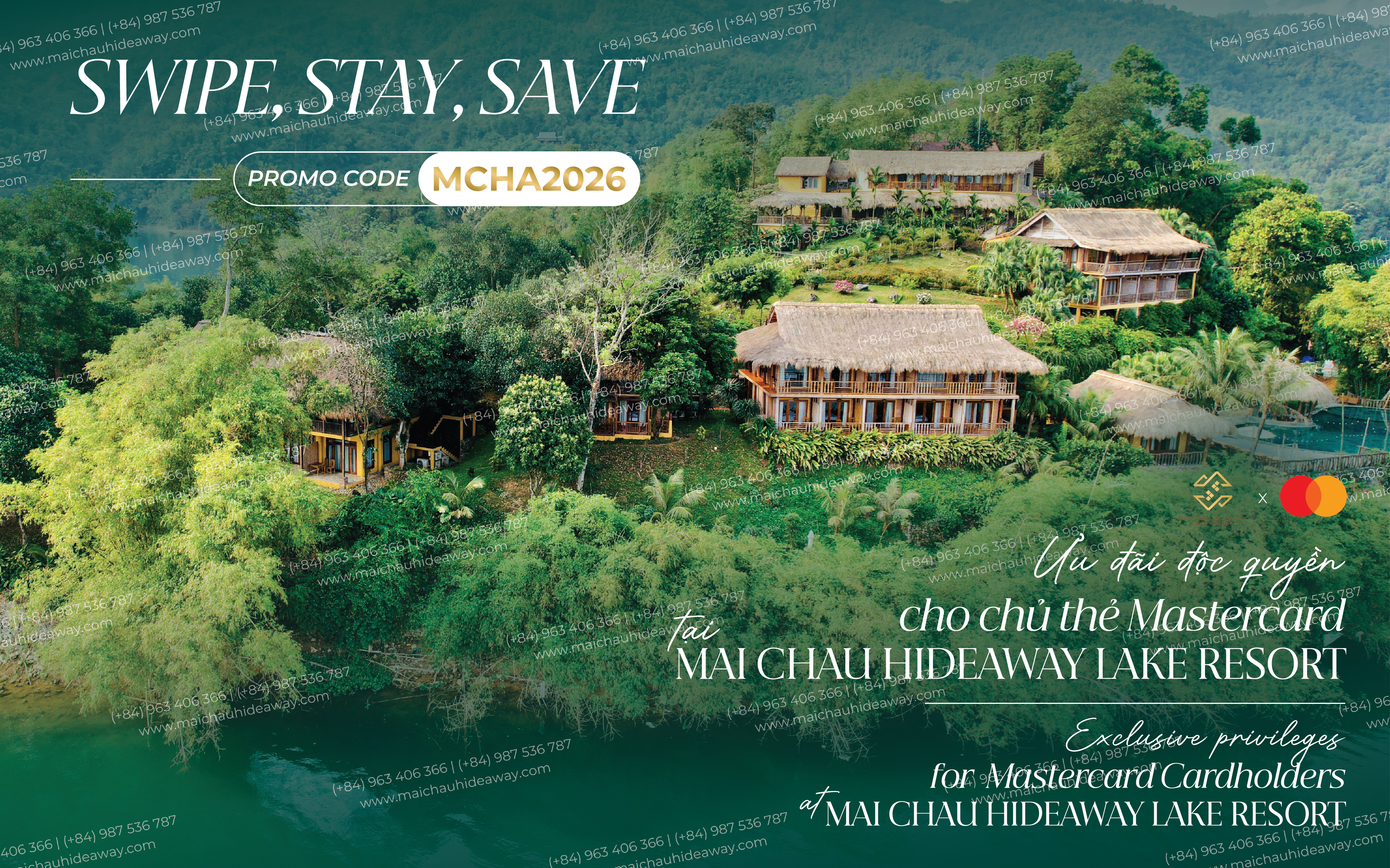ƯU ĐÃI ĐỘC QUYỀN CHO CHỦ THẺ MASTERCARD TẠI MAI CHAU HIDEAWAY LAKE RESORT