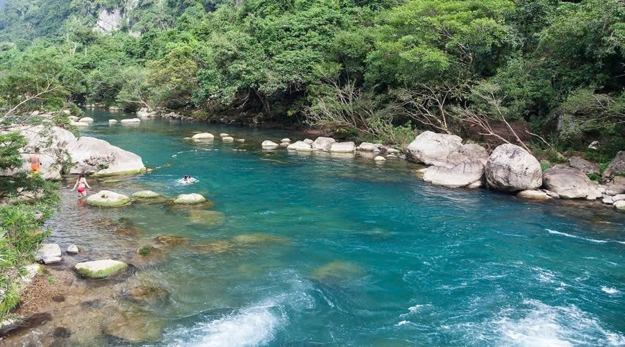 Clear rock pools at Trach Stream near Hoa Binh Lake, Vietnam