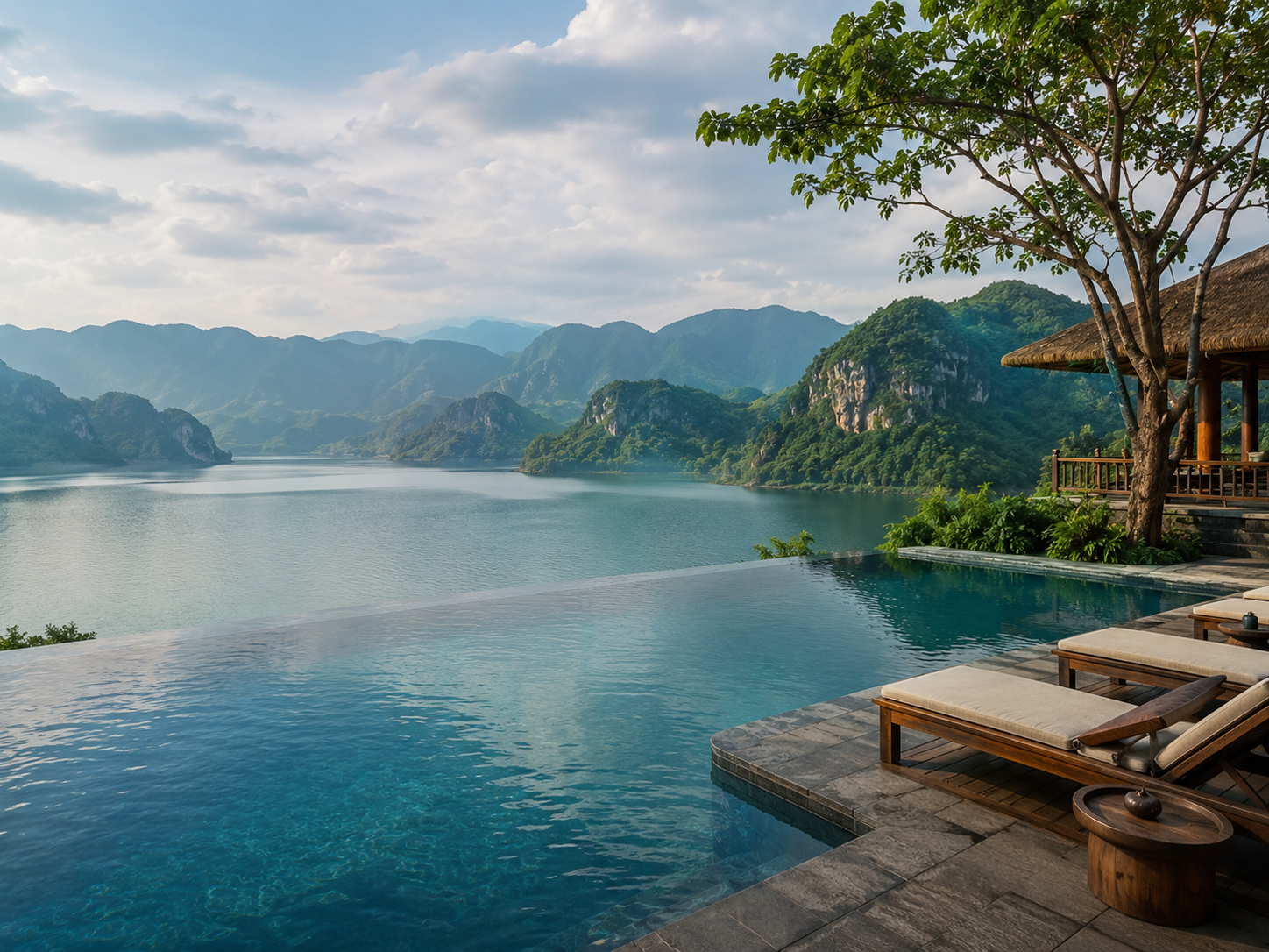 An infinity pool overlooking Hoa Binh Lake (Source: Collected)
