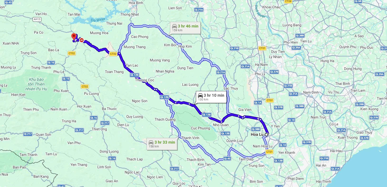Route from Ninh Binh to Mai Chau Route from Ninh Binh to Mai Chau
