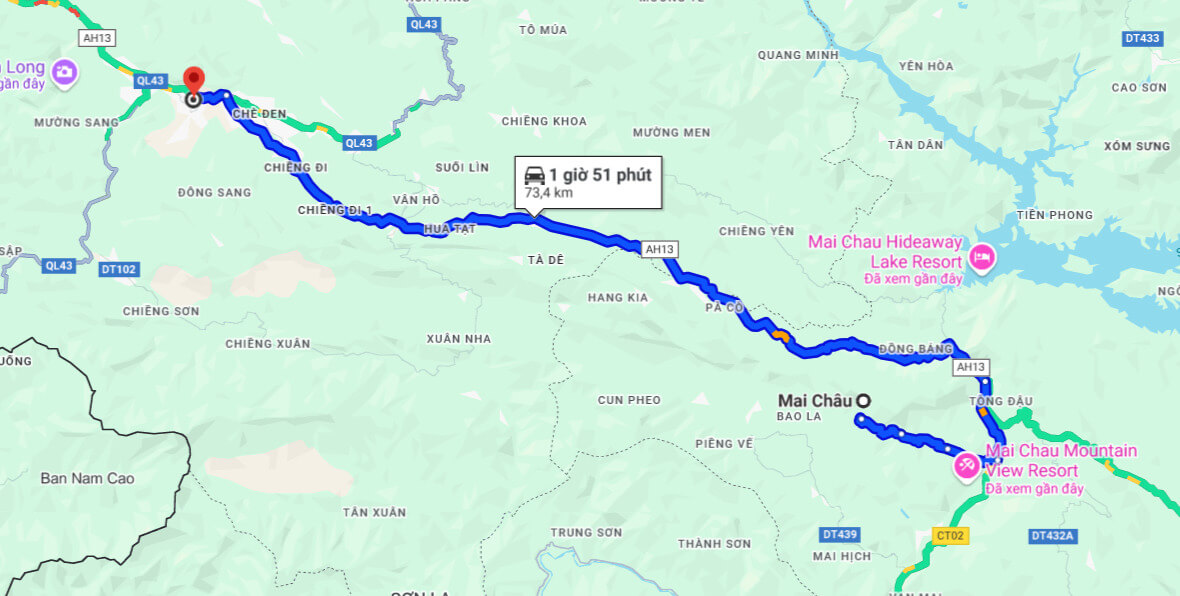 Mai Châu cách Mộc Châu khoảng 74km Mai Châu cách Mộc Châu khoảng 74km