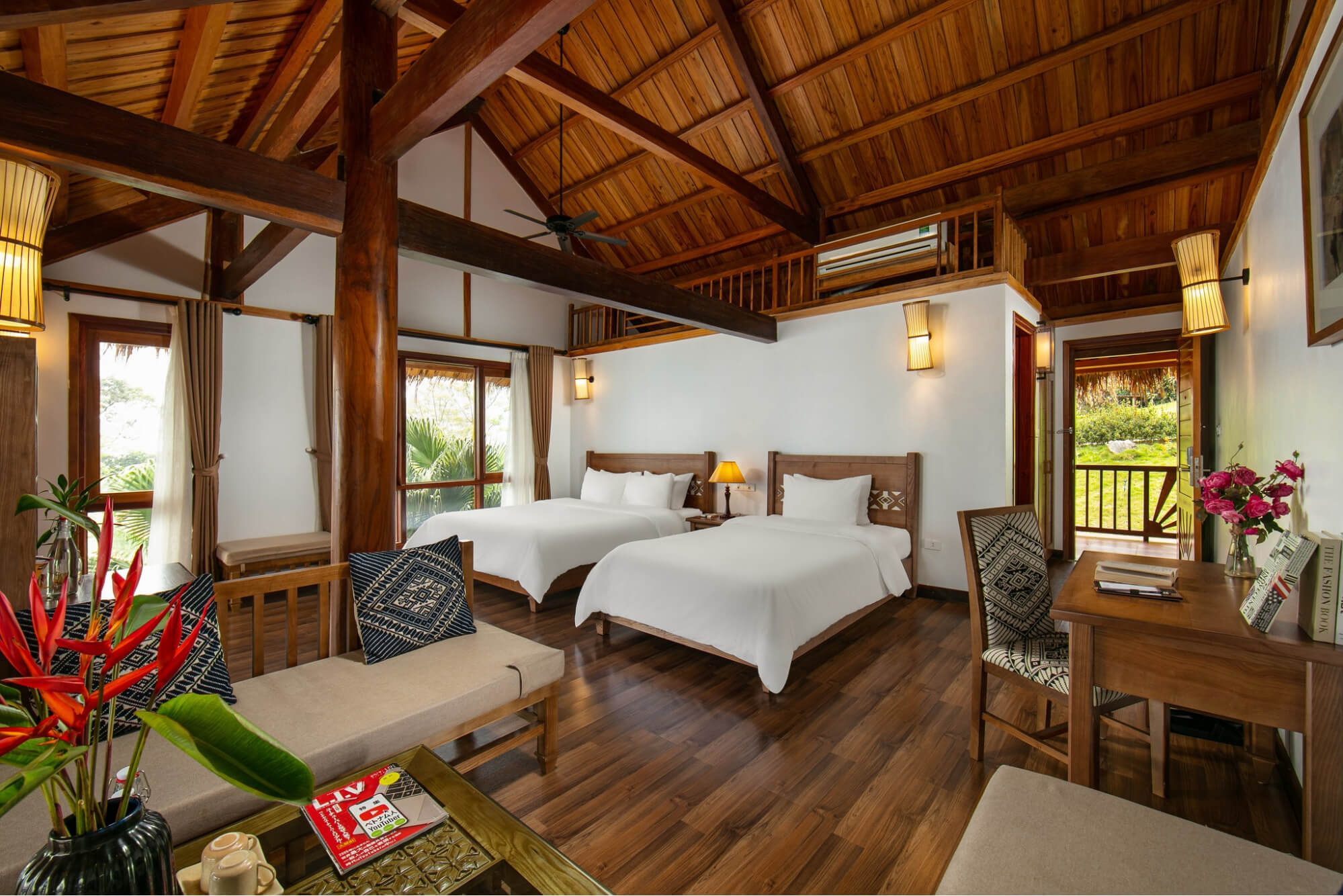 Phòng nghỉ đầy đủ tiện nghi, hòa hợp với thiên nhiên ở Mai Chau Hideaway Phòng nghỉ đầy đủ tiện nghi, hòa hợp với thiên nhiên ở Mai Chau Hideaway