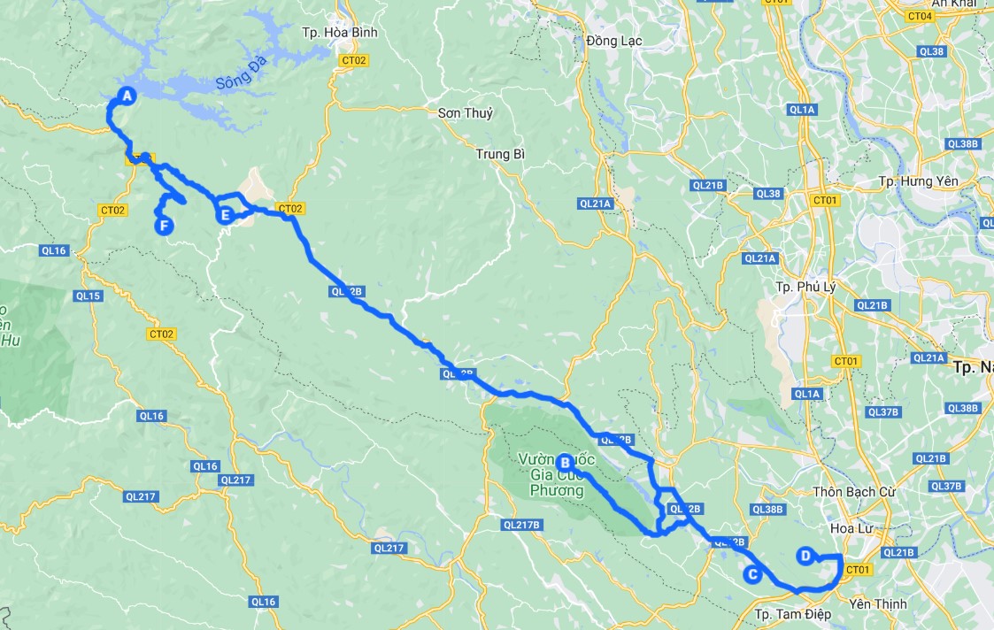 Lộ trình tuyến đường từ Mai Châu - Ninh Bình Lộ trình tuyến đường từ Mai Châu - Ninh Bình