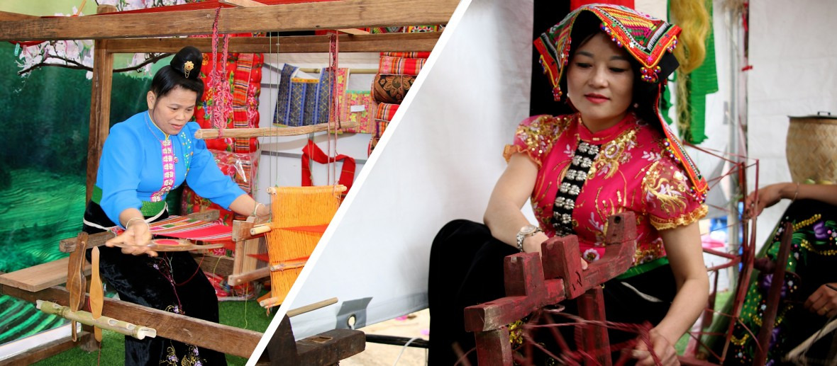 Quy trình dệt vải thổ cẩm dân tộc Thái (Nguồn: Pháp luật Plus) Quy trình dệt vải thổ cẩm dân tộc Thái (Nguồn: Pháp luật Plus)