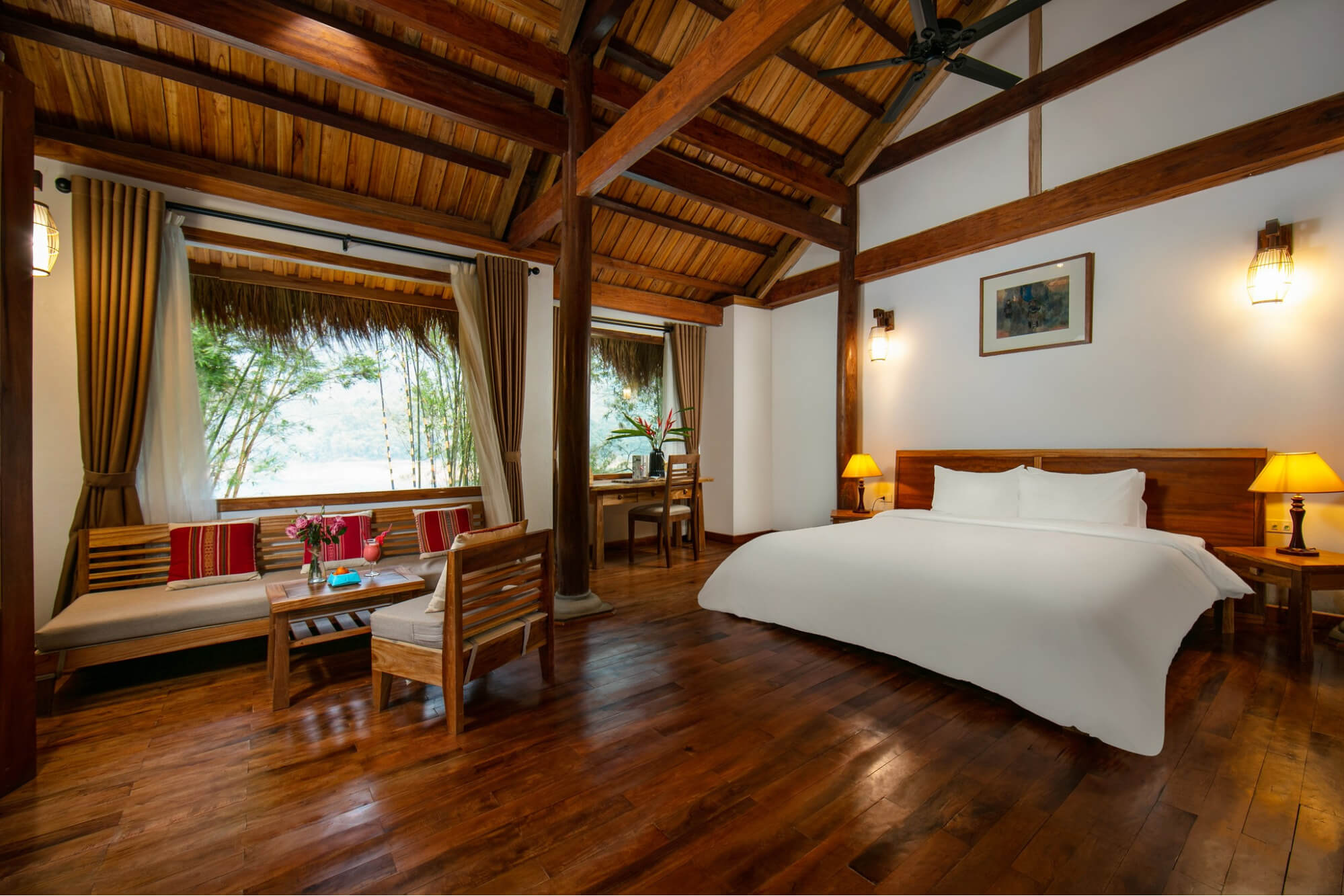 Phòng nghỉ tại Mai Chau Hideaway sang trọng, đầy đủ tiện nghi, gần gũi với thiên nhiên Phòng nghỉ tại Mai Chau Hideaway sang trọng, đầy đủ tiện nghi, gần gũi với thiên nhiên