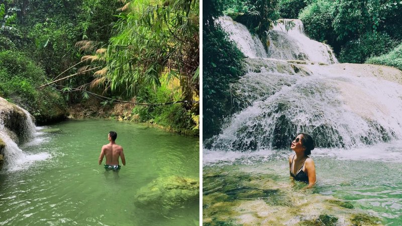 “Hồ bơi” tự nhiên tại Thác Hiêu Pù Luông (Nguồn: Bách hoá Xanh)